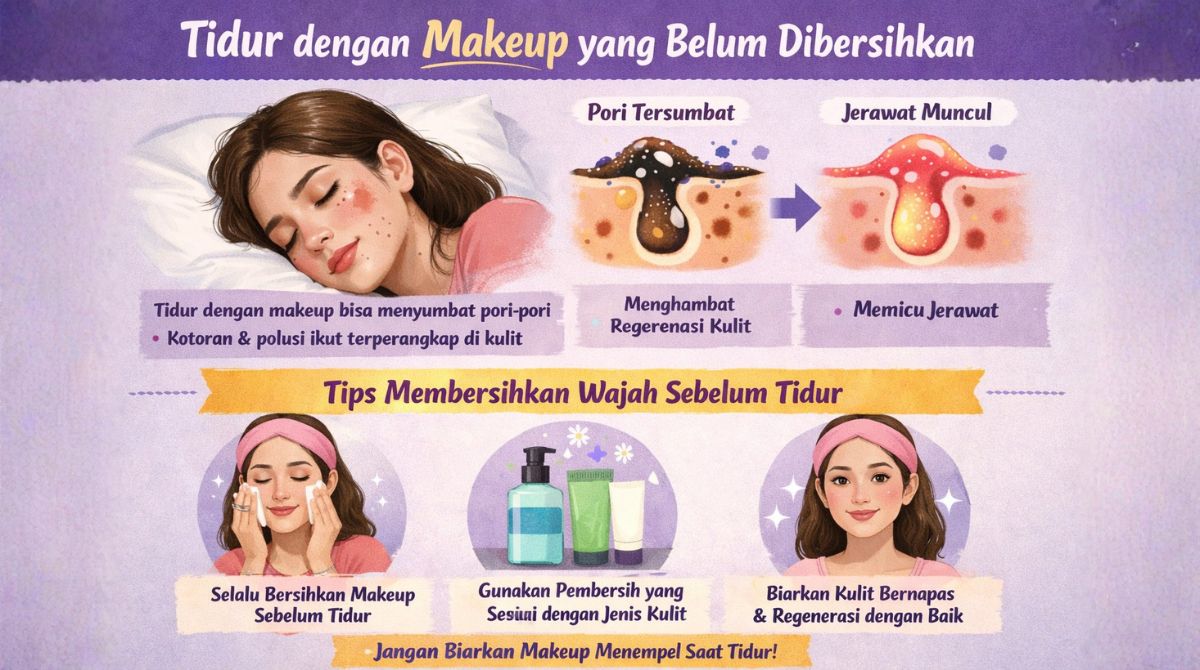 2. 4. Tidur dengan Makeup yang Belum Dibersihkan 3 penyebab jerawat